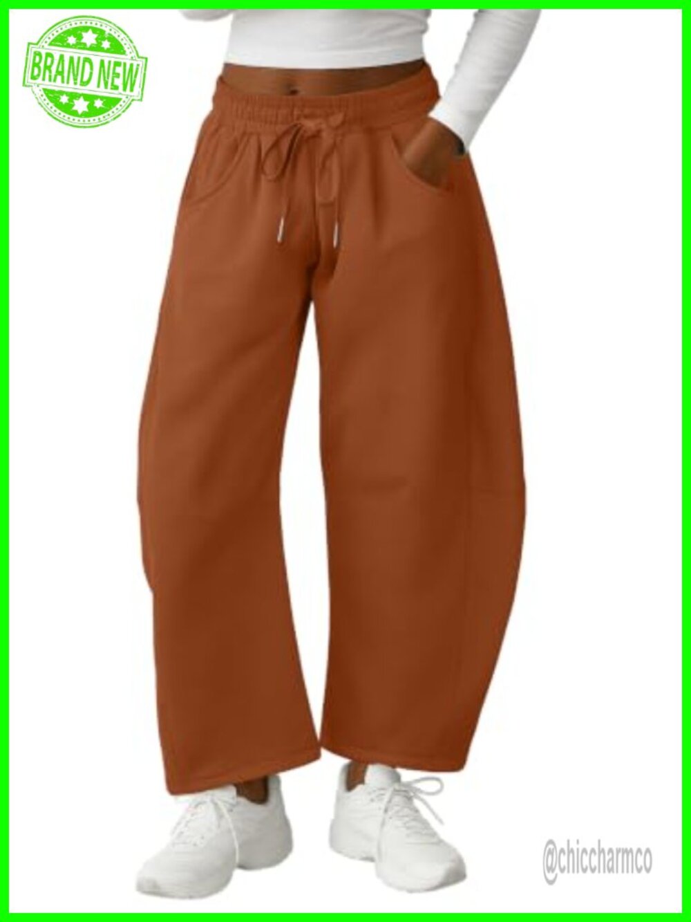 Barrel Leg Sweatpants Wide Leg Drawstring Pockets Gym Lounge